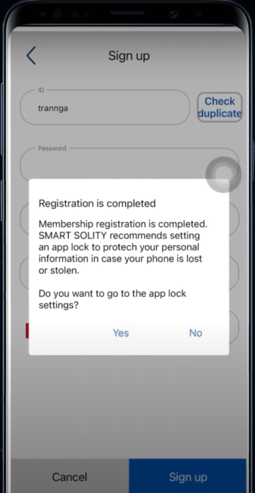 registration is completed smart solity app